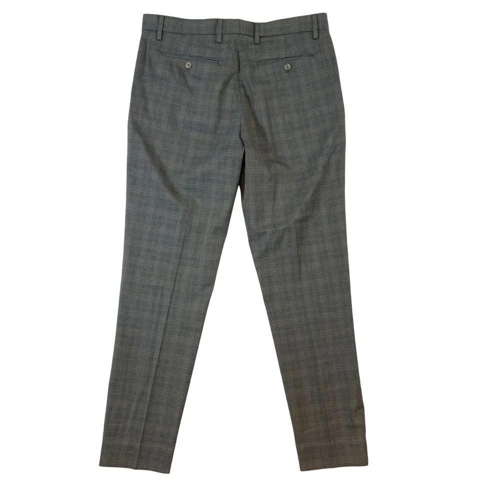 Banana Republic Tailored Fit Plaid Dress Pants Men 34x34* Gray Wool Blend Office
